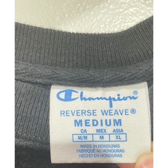Vintage Champion Reverse Weave Sweatshirt Black Medium Heavyweight - Picture 5 of 6